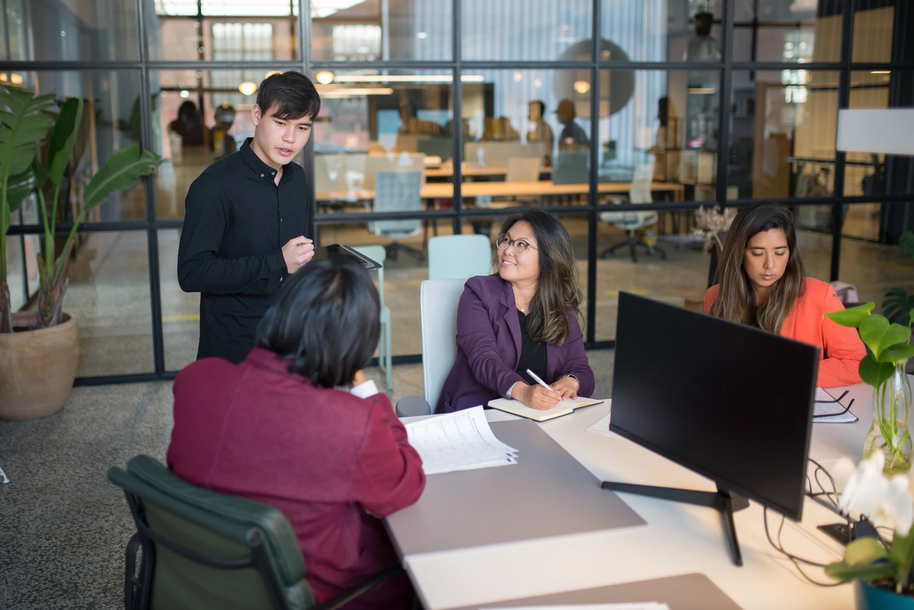 Team defining artificial intelligence solutions for the business
